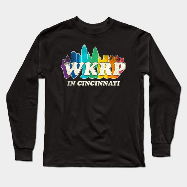 WKRP in Cincinatti Vintage Rainbow Long Sleeve T-Shirt by darklordpug